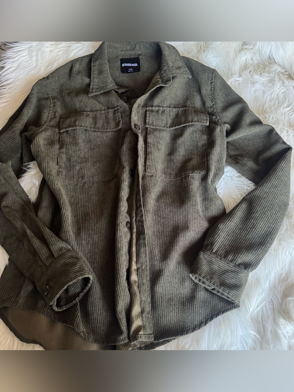 RSQ Corduroy Button Up Shirt Olive Jacket SZ: S